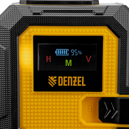 Лазерный уровень мультипризменный DENZEL DLV 360-4T, 30 м, зеленый луч, Li-Ion 2,4 Aч, штатив