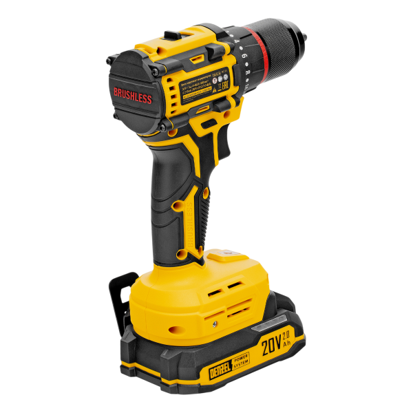 Дрель-шуруповерт аккумуляторная бесщет. DENZEL CDH-BL-20, Li-Ion, 20 В