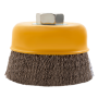 Щетка для УШМ DENZEL 746043, 75 мм, «чашка», витая нержавеющая проволока 0.3 мм, М14