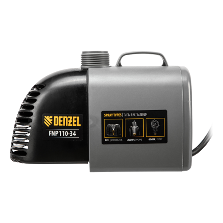 Насос фонтанный DENZEL FNP110-34, 112 Вт, подъем 3,4 м, 3400 л/ч, колокольчик/каскад/гейзер