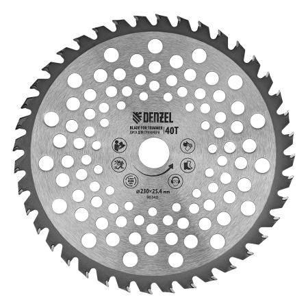 Диск для триммера DENZEL 96340 230 x 25.4 мм, толщина 1.3 мм, 40 зубьев