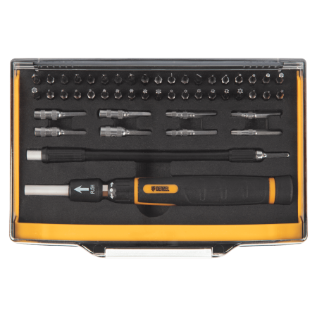 Отвертка с набором бит и торцевых головок DENZEL для точных работ, гибкий привод, 48 шт, CrMo