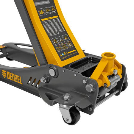 Домкрат гидравлический подкатной DENZEL 3,8 т, 110-580 мм, быстрый подъем, низкий подхват, проф.