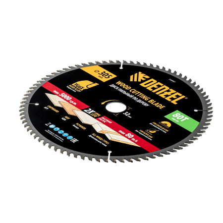 Пильный диск по дереву DENZEL ф305 х 32 мм, 80 зубьев