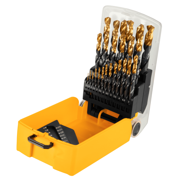 Набор сверл по металлу DENZEL 1-13 мм, HSS-Tin, Golden Tip, 25 шт