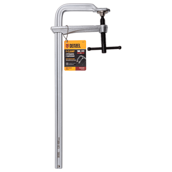 Струбцина DENZEL F-образная, 120x400мм, кованая Струбцина DENZEL F-образная, 120x400мм, кованая