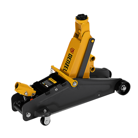 Домкрат гидравлический DENZEL подкатной с фиксатором, 2,8 т, 135-385 мм, в кейсе