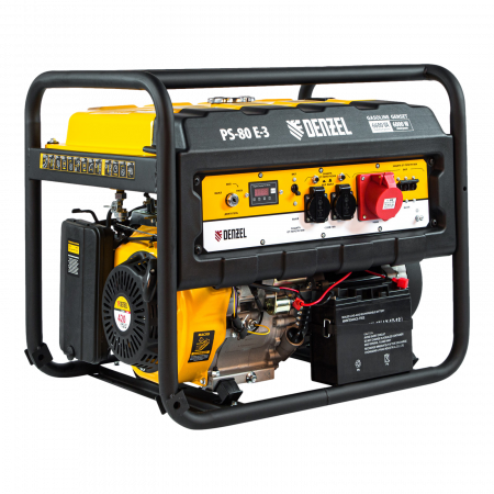 Генератор бензиновый DENZEL PS 80 E-3, 6.6 кВт, 400 В, 25 л, электростартер