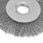 Щетка для УШМ DENZEL 746563, 125 мм, «плоская», витая нержавеющая проволока 0.3 мм, посадка 22.2 мм