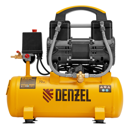 Компрессор безмасл. малошумный DENZEL DLP-950/10, 950Вт,10 л, 2850 об/мин, 170 л/мин