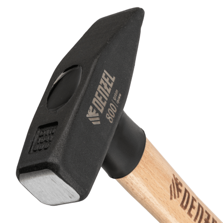 Молоток слесарный DENZEL 800 г, кованый квадратный боек, буковая рукоятка