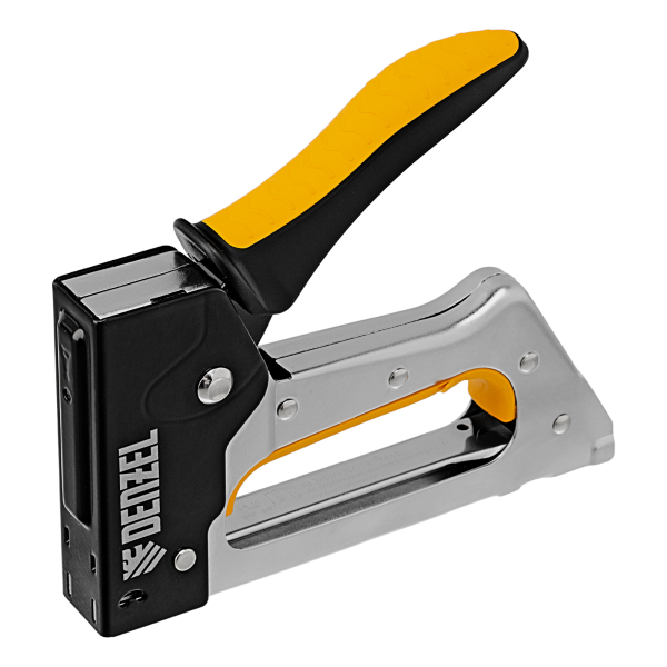 Степлер металлический DENZEL скобы в комплекте, 2К рукоятка, тип 53, 6-10 мм