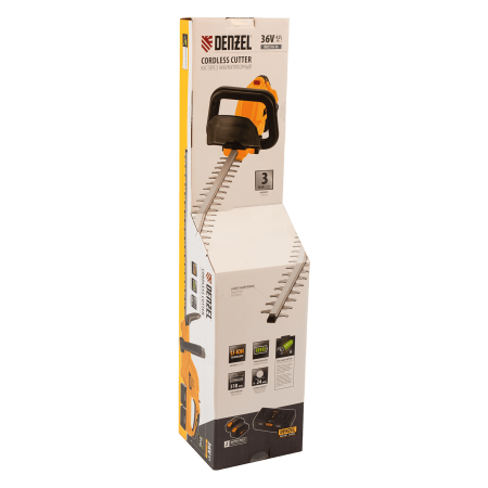Кусторез аккумуляторный DENZEL RBC510-36, Li-ion, 36 В, 4 Ач, нож 510 мм, поворотная ручка