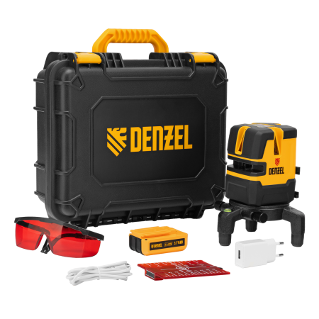Лазерный уровень DENZEL LX 05 Red, 20 м, 635 нм, аккумулятор Li 5200 mAh, резьба 5/8
