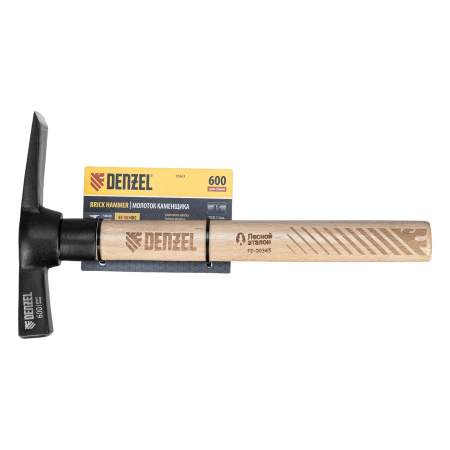 Молоток каменщика DENZEL 600 г, буковая рукоятка, EFP