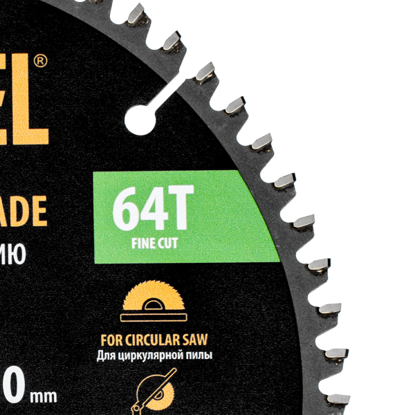 Пильный диск по алюминию DENZEL ф190 х 30 мм, 64 зубьев