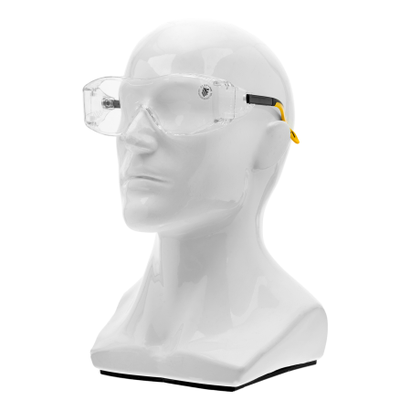 Очки защитные открытые DENZEL поликарбонатные, увеличенная прозрачная линза,  регулируемые дужки