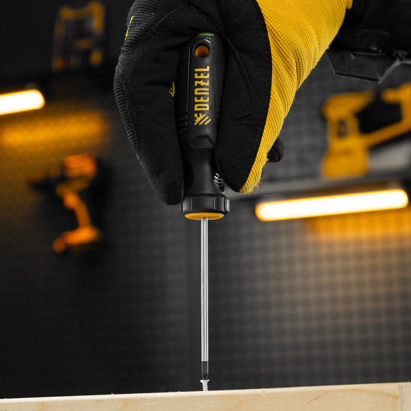 Отвертка DENZEL PZ0x75 мм, S2, 3к рукоятка