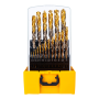 Набор сверл по металлу DENZEL, 1-13 мм, Р6М5К8-TiN, Golden Tip, 25 шт