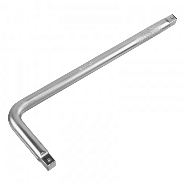 Вороток Г-образный DENZEL 450*150 мм, квадрат 3/4", CrV, матовый хром