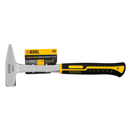 Молоток слесарный DENZEL 600 г, цельнометаллический, двухкомпонентная рукоятка