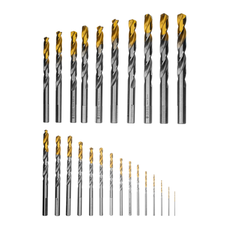 Набор сверл по металлу DENZEL, 1-13 мм, Р6М5-TiN, Golden Tip, 25 шт