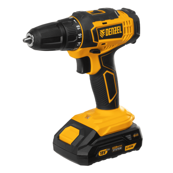 Аккумуляторная дрель-шуруповерт DENZEL CDL-18-02BM, Li-Ion, 18 В, 2 аккумулятор