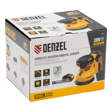 Машина шлифовальная эксцентриковая аккумуляторная DENZEL CROSH-20-125, Li-Ion, 20 В
