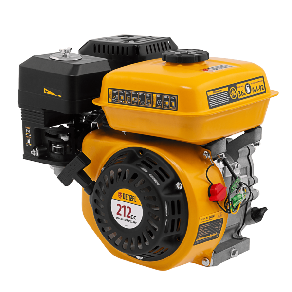 Двигатель бензиновый RX-17K, 7 л.с., 212 см3, горизонтальный вал шпонка 19 мм Denzel