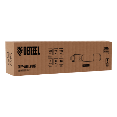 Скважинный насос DENZEL DWS-4-150, 1300 Вт, 2000 л/ч, напор 150 м, винтовой, диаметр 4