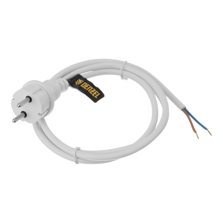 Шнур сетевой Energy Series DENZEL, ПВС, 1,5 м, 2 x 1,5 мм, с неразборной вилкой, белый