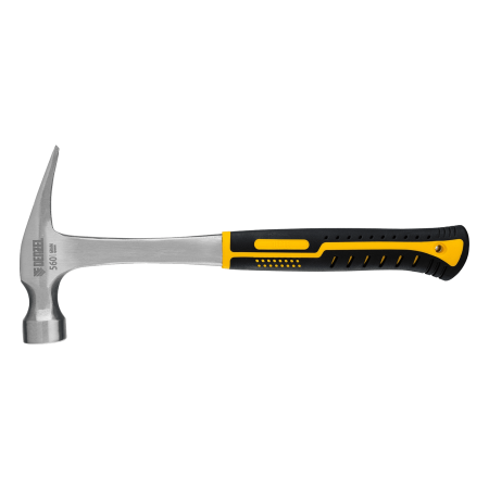 Молоток-гвоздодер DENZEL 560 г, цельнометаллический, двухкомпонентная рукоятка