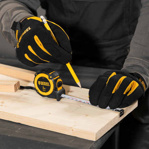 Рулетка DENZEL 31520 3м х 16мм, автоматич. фиксац., нейлон. покрытие, магнит. зацеп, двухстор. разметка