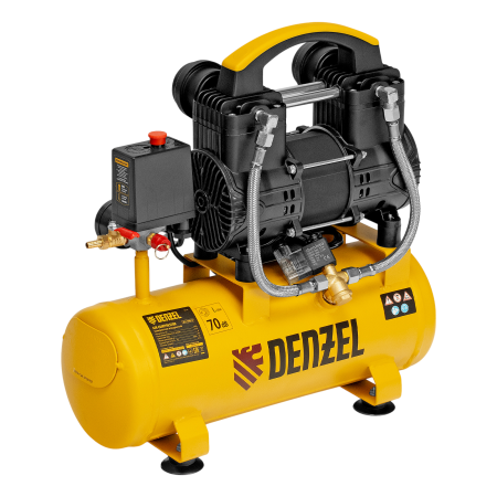 Компрессор безмасл. малошумный DENZEL DLP-950/10, 950Вт,10 л, 2850 об/мин, 170 л/мин
