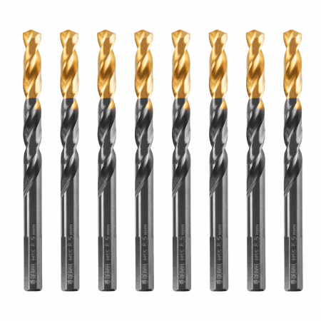 Сверло по металлу DENZEL 8,5 мм, HSS-Tin, Golden Tip, 8 шт.