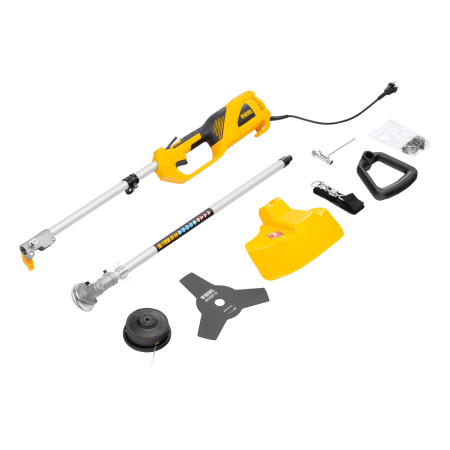 Триммер электрический DENZEL TE-1200, 1200 Вт, 380 мм, катушка + диск, разборная штанга