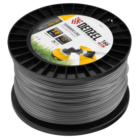 Леска для триммера DENZEL двухкомпонентная звезда, 3,0мм х 166м, на DIN катушке EXTRA CORD