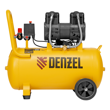 Компрессор безмасл. малошумный DENZEL DLP-1500/50, 1,5 кВт,50 л, 2850 об/мин, 250 л/мин