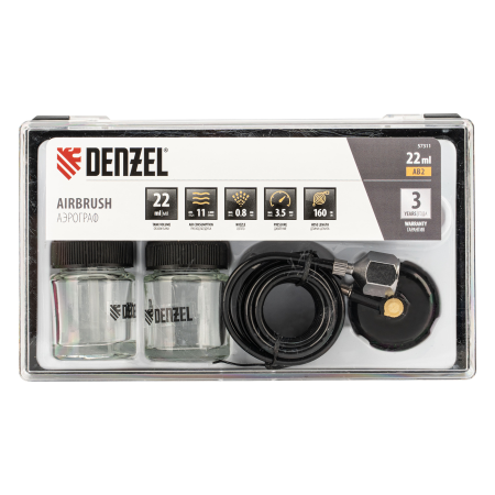 Аэрограф с нижним бачком DENZEL AB2, 0,8 мм, 22 мл, 11 л/мин