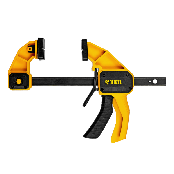 Струбцина DENZEL F-образная, быстрозажимная, 150 х 80 мм, усиленный нейлоновый корпус Струбцина DENZEL F-образная, быстрозажимная, 150 х 80 мм, усиленный нейлоновый корпус