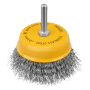 Щетка для дрели DENZEL, 75 мм, Чашка, со шпилькой, нержавеющая витая проволока