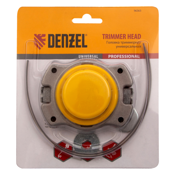 Триммерная головка DENZEL 96363, универсальная, алюминий, шайба 8 мм, 10 мм