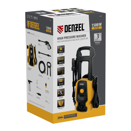 Моечная машина высокого давления DENZEL R-125, 1500 Вт, 125 бар, 350 л/ч