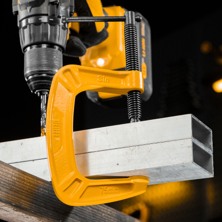 Струбцина DENZEL G-образная, усиленная, 75 мм