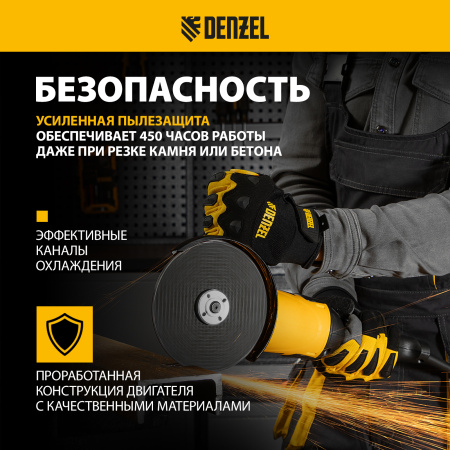 Машина шлифовальная угловая DENZEL AG150-1500, 1500 Вт, 150 мм, 8500 об/мин