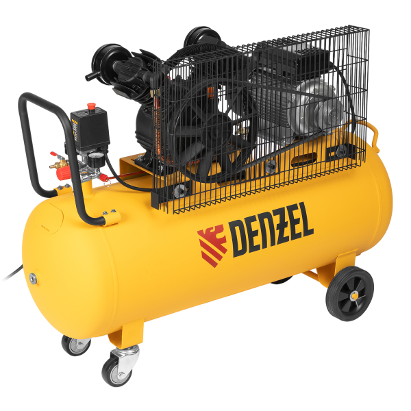 Компрессор воздушный DENZEL BCV2200/100, 2.2 кВт, ременный привод, 100 литров, 370 л/мин