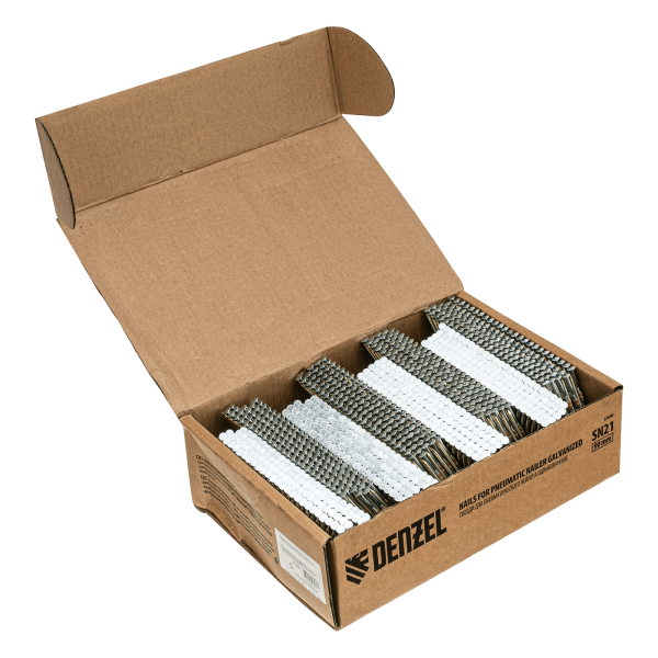 Гвозди DENZEL для пнев. нейлера (оцинк.), длина - 90 мм, диам. - 3,05 мм, 2000 шт.