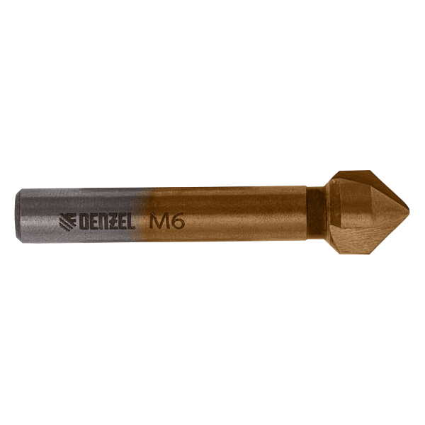 Зенковка конусная DENZEL под М6, HSS, по металлу, 6-гранный хвостовик