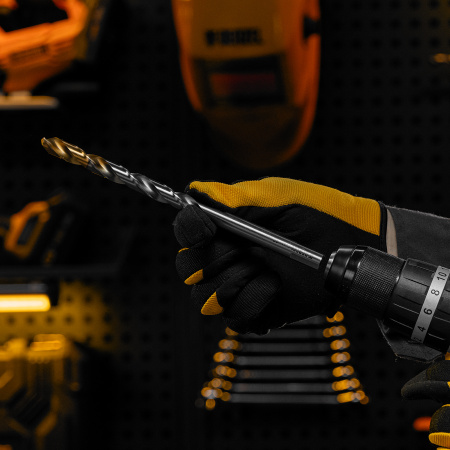 Сверло спиральное по металлу DENZEL 12 x 205 мм, Р6М5, Golden Tip, удлиненное