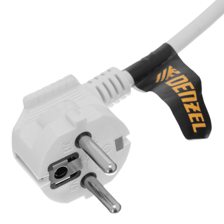 Шнур сетевой Energy Series DENZEL, ПВС, 3 м, 3 x 1 мм, с неразборной вилкой, белый